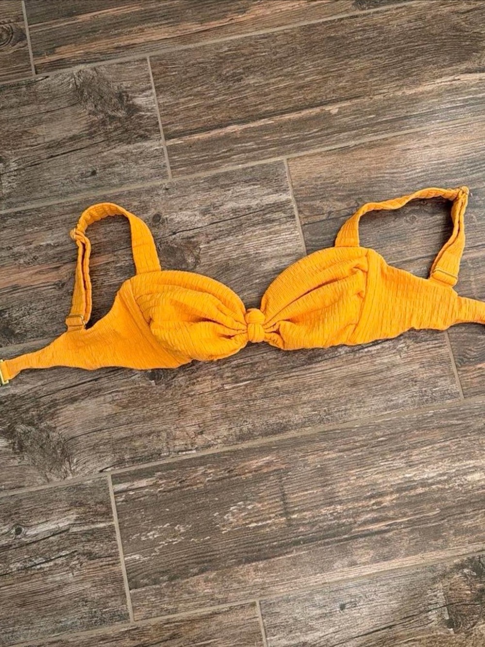 Women’s Orange Knot-Front Bikini Top